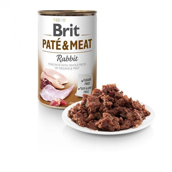 Вологий корм для собак Brit Pat&eacute; & Meat з кроликом, 400 г 100076/0311 фото