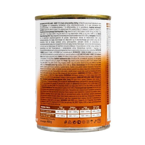 Вологий корм для собак Brit Pat&eacute; & Meat з кроликом, 400 г 100076/0311 фото
