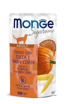 MONGE CAT Supreme Adult тунeць з гарбузом та молодою кукурудзою 80 г 70006842 фото