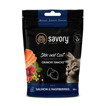 Хрусткі ласощі Savory для здоров&rsquo;я шкіри та шерсті, лосось і малина 31386 фото