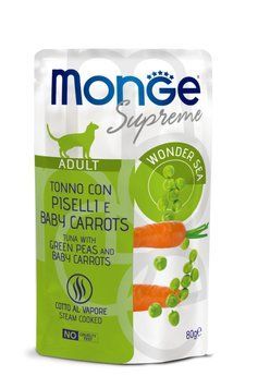MONGE CAT Supreme Adult тунeць із зеленим горошком та молодою морквою 80 г 70006859 фото