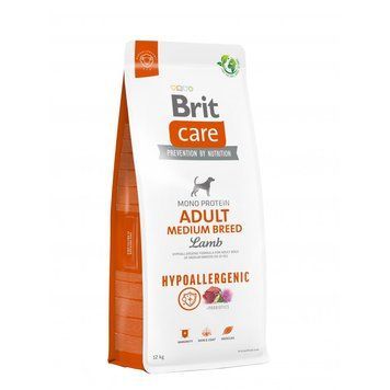 Сухий корм для собак середніх порід Brit Care Dog Hypoallergenic Adult Medium Breed гіпоалергенний з ягням, 12 кг 172216 фото
