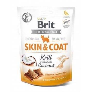 Функциональные лакомства Brit Care Skin&Coat криль с кокосом для собак, 150 г 111420/9963 фото