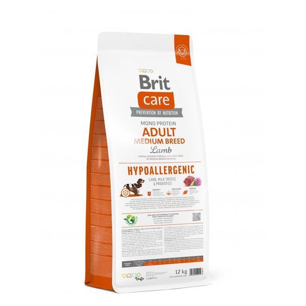 Сухий корм для собак середніх порід Brit Care Dog Hypoallergenic Adult Medium Breed гіпоалергенний з ягням, 12 кг 172216 фото