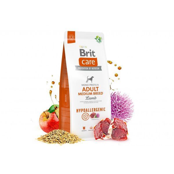 Сухий корм для собак середніх порід Brit Care Dog Hypoallergenic Adult Medium Breed гіпоалергенний з ягням, 12 кг 172216 фото