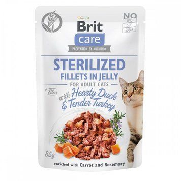 Вологий корм для кастрованих котів Brit Care Cat pouch качка та індичка в желе, 85 г 100532/0549 фото