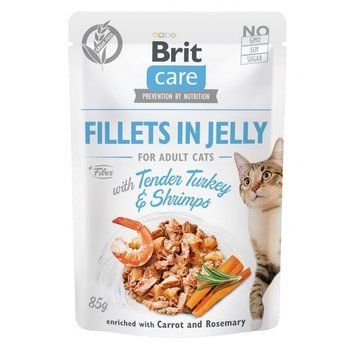 Вологий корм для котів Brit Care Cat pouch ніжна індички з креветками в желе, 85 г 100535/0570 фото