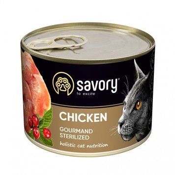 Вологий корм для стерилізованих котів Savory з куркою, 200 г 30754 фото