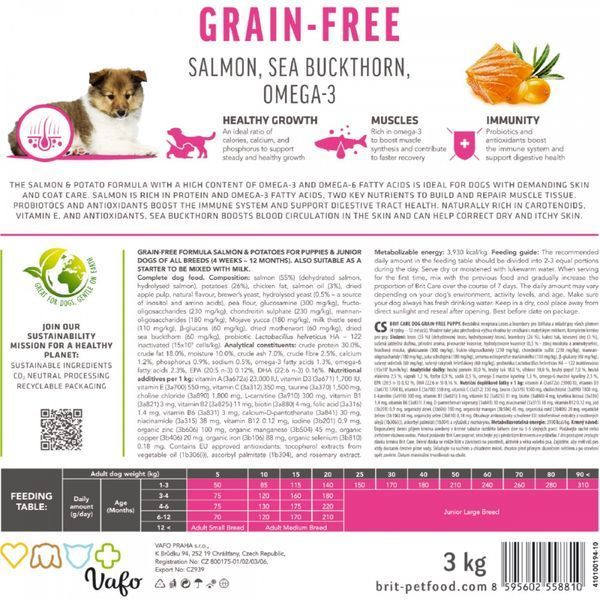 Сухий корм для цуценят Brit Care Dog Grain-free Puppy беззерновий з лососем, 3 кг 172194 фото