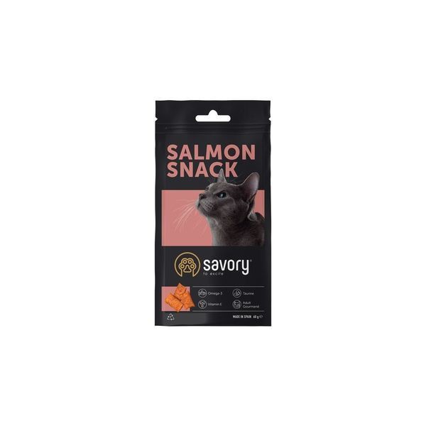 Хрумкі ласощі Savory Cats Snacks Pillows Gourmand with Salmon для дорослих вибагливих котів подушечки з лососем 60 г 31454 фото