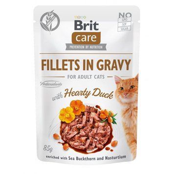 Вологий корм для котів Brit Care Cat pouch, філе в соусі, качка, 85 г 100529/0518 фото
