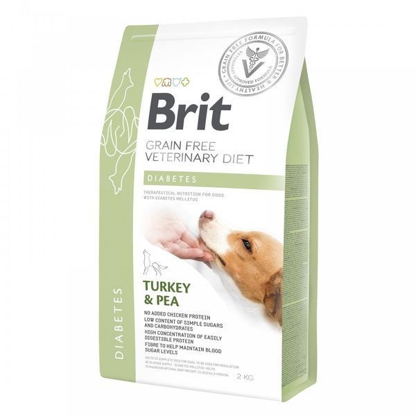 Brit GF VetDiets Dog Diabetes 2 кг при цукровому діабеті з індичкою та горохом 170943/8103 фото