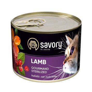 Вологий корм для стерилізованих котів Savory з ягням, 200 г 30723 фото