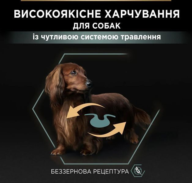Корм сухий беззерновий Pro Plan Small&Mini Adult Sensitive Digestion для собак з чутливим травленням, з індичкою, 7 кг 12616264 фото