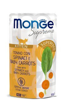 MONGE CAT Supreme Kitten тунeць з шпинатом та молодою морквою 80 г 70006835 фото