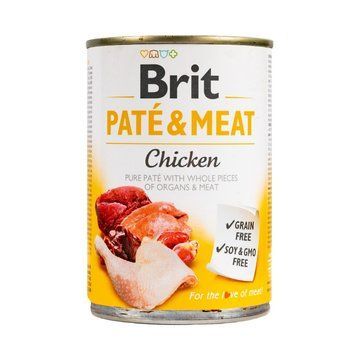 Вологий корм для собак Brit Pat&eacute; & Meat з куркою, 400 г 100073/0281 фото