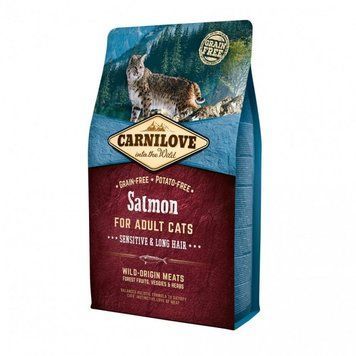 Сухой корм для кошек с чувствительным пищеварением Carnilove Cat Salmon - Sensitive & Long Hair 2 кг (лосось) 170198/2287 фото