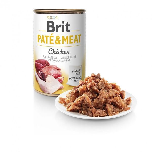 Вологий корм для собак Brit Pat&eacute; & Meat з куркою, 400 г 100073/0281 фото