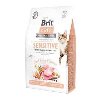 Сухой корм для требовательных кошек с чувствительным пищеварением Brit Care Cat GF Sensitive HDigestion & Delicate Taste, 2 кг 171282 фото