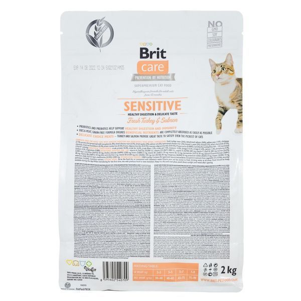 Сухий корм для вибагливих котів з чутливим травленням Brit Care Cat GF Sensitive HDigestion & Delicate Taste, 2 кг 171282 фото