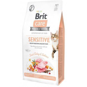 Сухой корм для требовательных кошек с чувствительным пищеварением Brit Care Cat GF Sensitive HDigestion & Delicate Taste, 7 кг 171281 фото