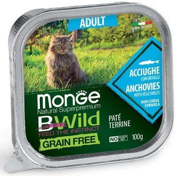 Monge BWild Grain free WET Adult анчоус з овочами 100 г 70012874 фото