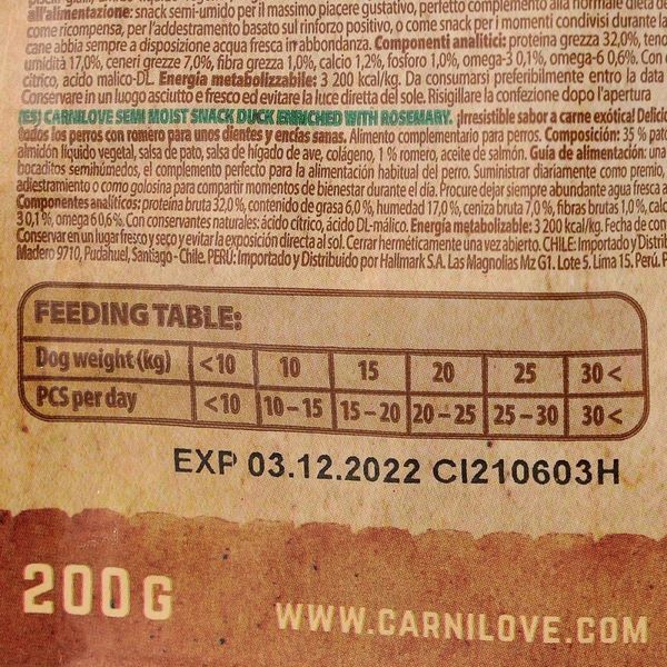 Ласощі для собак Carnilove Dog Semi Moist качка, розмарин, 200 г 111373/7311 фото