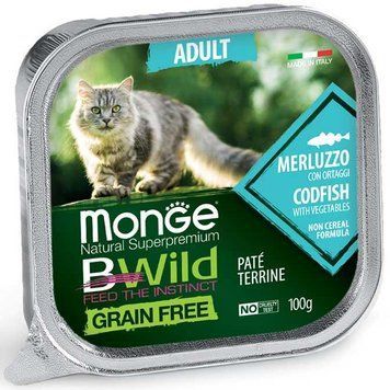 Monge BWild Grain free WET Adult тріска з овочами 100 г 70012867 фото