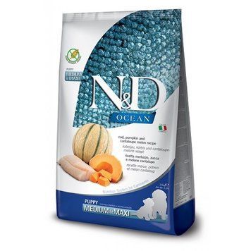 Беззерновой сухой корм Farmina N&D Grain Free Ocean Pumpkin для щенков средних и больших пород с треской и дыней 12 кг 178965 фото