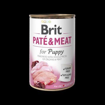 Вологий корм для цуценят Brit Pate & Meat з куркою та індичкою, 400 г 100079/0335 фото