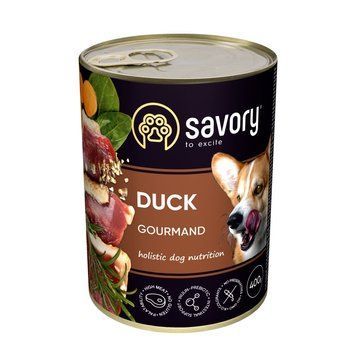 Вологий корм для дорослих собак Savory з качкою, 400 г 30471 фото