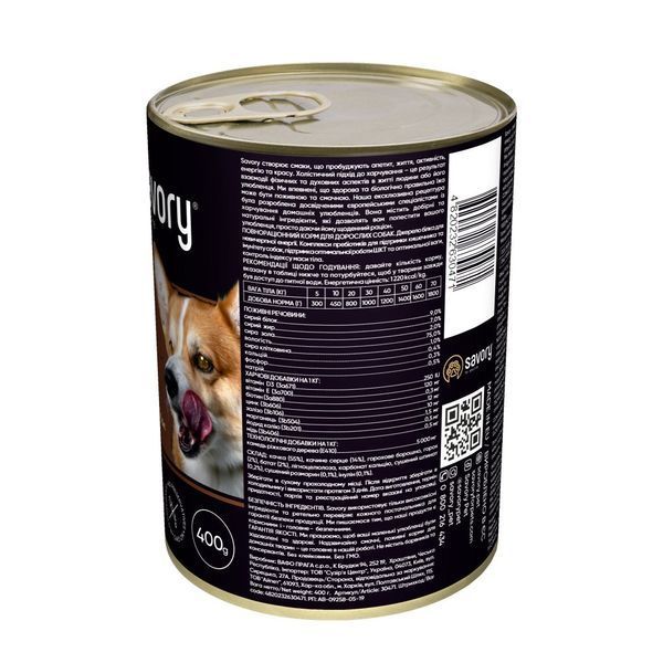 Вологий корм для дорослих собак Savory з качкою, 400 г 30471 фото
