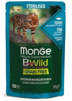 Monge BWild Grain free WET Sterilised тунець з креветками та овочами 85 г 70012799 фото