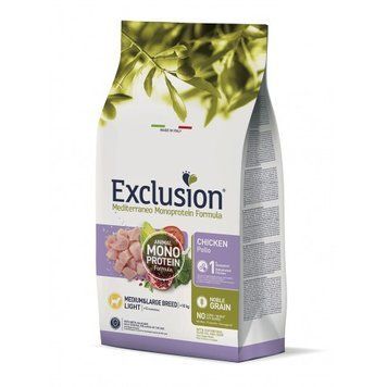 Exclusion Light Chicken Medium&Large Breed корм для дорослих собак середніх та великих порід з надмірною вагою та зниженою активністю чи стерилізованих з куркою 12 кг 56931207 фото