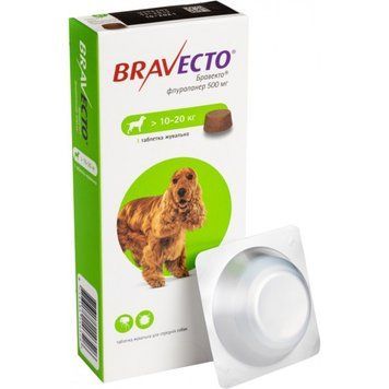 Жувальна пігулка Bravecto (Бравекто) від бліх і кліщів для собак 10 - 20 кг 146526 фото