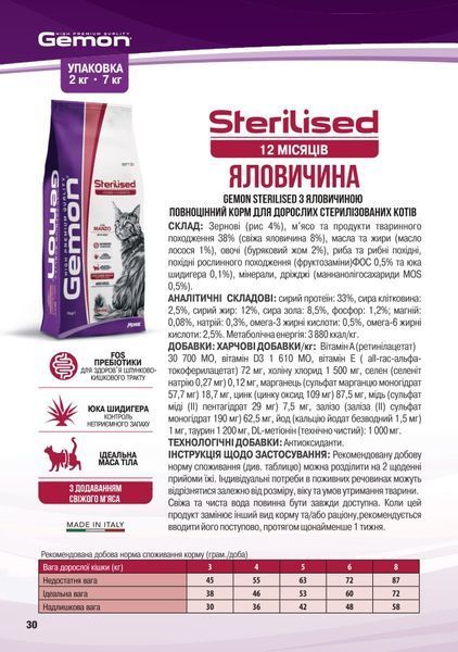 Gemon Sterilised з яловичиною 2 кг 70297271 фото