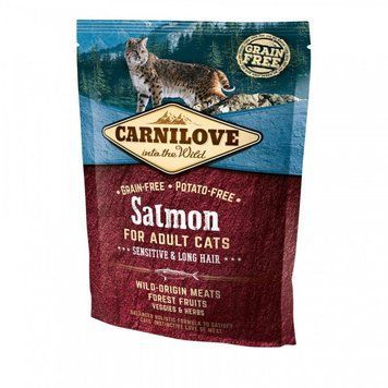 Сухой корм для кошек с чувствительным пищеварением Carnilove Cat Salmon - Sensitive & Long Hair 400 г (лосось) 170192/2294 фото
