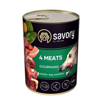 Влажный корм для взрослых собак Savory с четырьмя видами мяса, 400 г 30396 фото