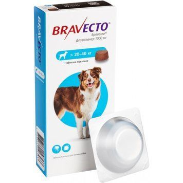 Жувальна пігулка Bravecto (Бравекто) від бліх і кліщів для собак 20 - 40 кг 146533 фото