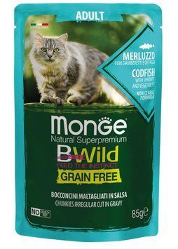 Monge BWild Grain free WET тріска з креветками та овочами 85 г 70012768 фото
