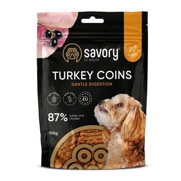 Джерки Savory Puppy Coins With Turkey монетки для цуценят з індичкою 100 г 21090 фото