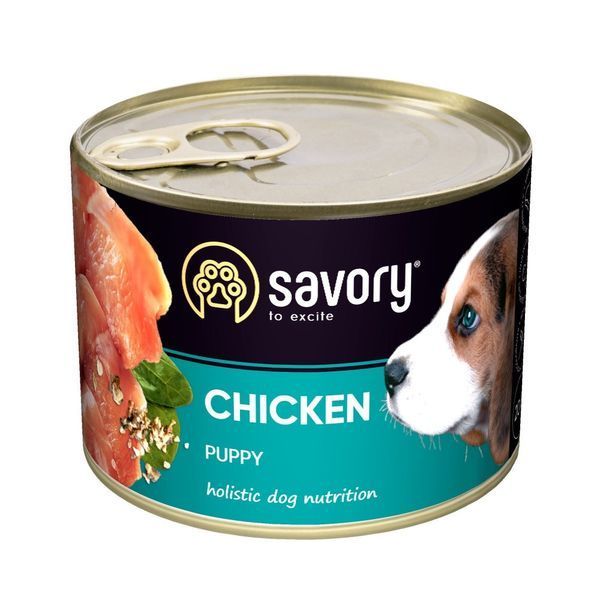 Вологий корм для цуценят Savory з куркою, 200 г 30549 фото