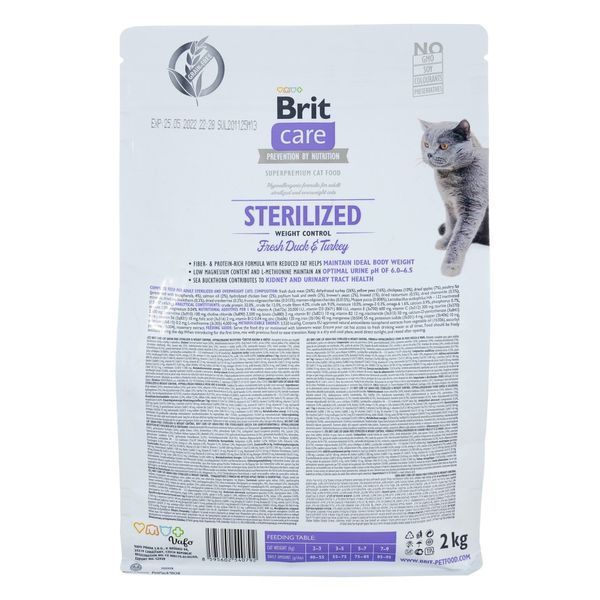 Сухий корм для стерилізованих котів і котів із надмірною вагою Brit Care Cat GF Sterilized Weight Control, 2 кг 171294 фото