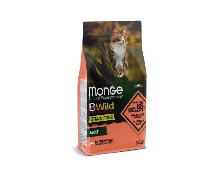 Сухой корм Monge Cat Bwild Grain Free лосось 10 кг 70005203 фото