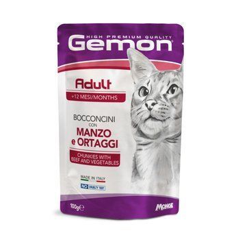 GEMON Cat Adult шматочки з яловичиною та овочами 100 г 70300919 фото