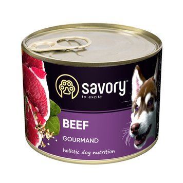 Вологий корм для дорослих собак Savory з яловичиною, 200 г 30426 фото