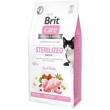 Сухий корм для стерилізованих котів з чутливим травленням Brit Care Cat GF Sterilized Sensitive, 7 кг 171289 фото