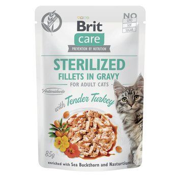 Корм вологий Brit Care Fillets in Gravy Tender Turkey Sterilized д/стерилізованих котів філе в соусі з індичкою 85 г 101045 фото
