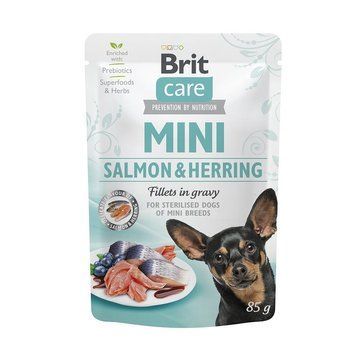Влажный корм для собак Brit Care с филе лосося и сельди в соусе, 85 г 100219/4449/100914 фото