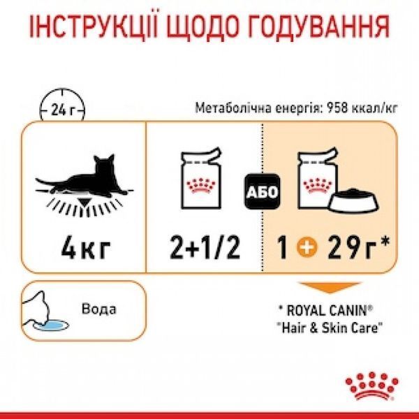 Вологий корм ROYAL CANIN HAIR & SKIN CARE (шматочки в соусі) 85 г 40710010 фото